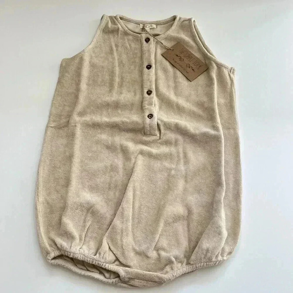 NWT The Simple Folk The Journey Romper Organic Terry cloth In Ecru 8/9y - Picture 3 of 11